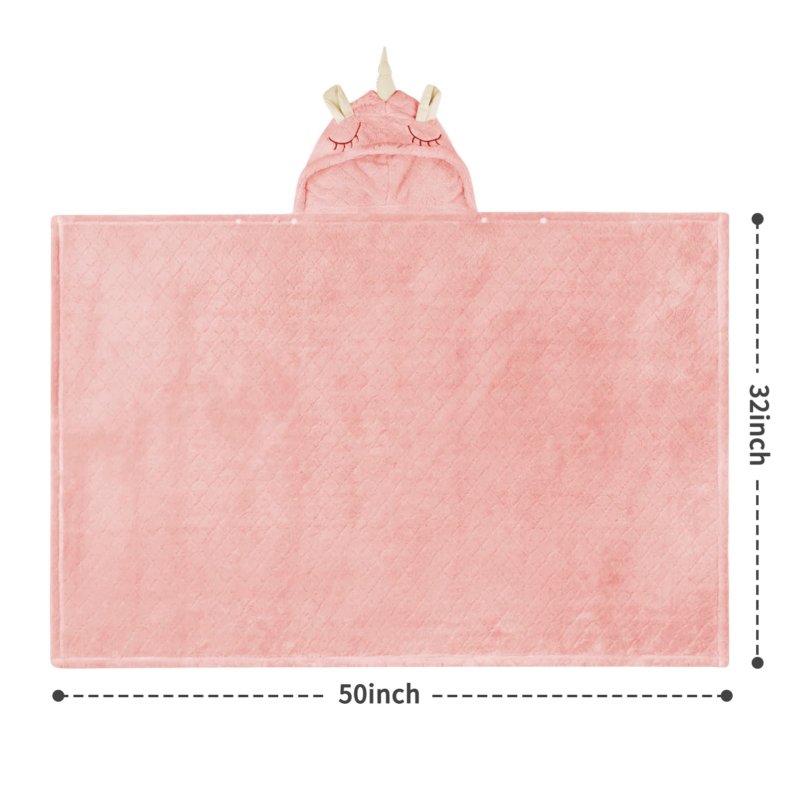 Soft Hooded Baby Towels for Girls 0-5 Years - 2-Pack Ultra Absorbent Bath Towels for Toddlers, Large 50x32 Inch (Pink & White) - Perfect for Bath Time, Swimming & Spa Day
