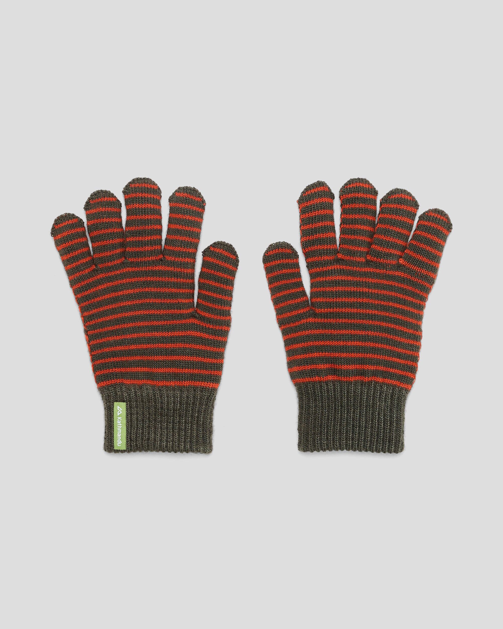Kids' Poma Gloves - Dark Moss/Red Earth - Warm Winter Gloves for Outdoor Play & Snow Activities