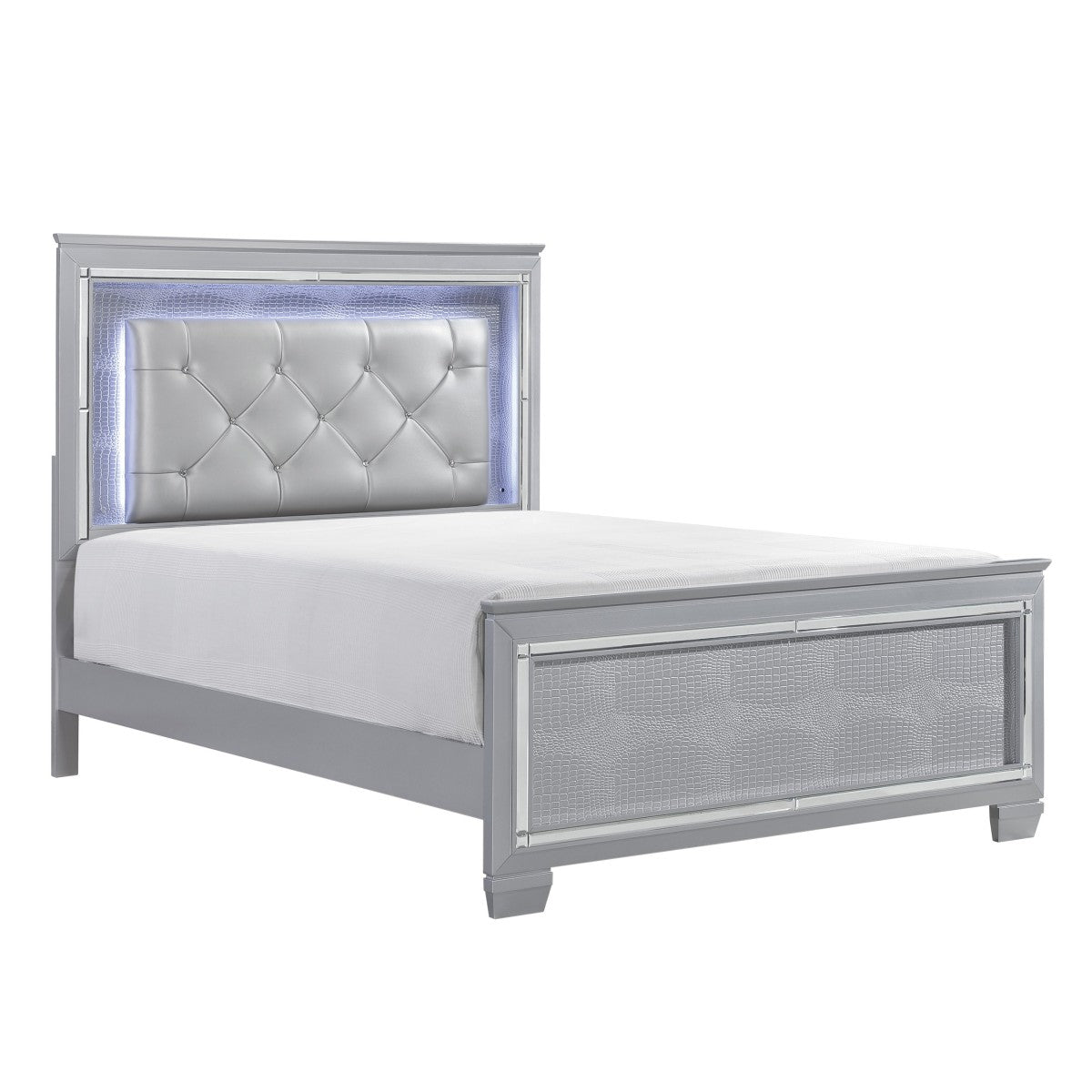 Allura Silver King Size Bed Frame with LED Lighting - Modern Bedroom Furniture for Luxurious Home Decor & Relaxation