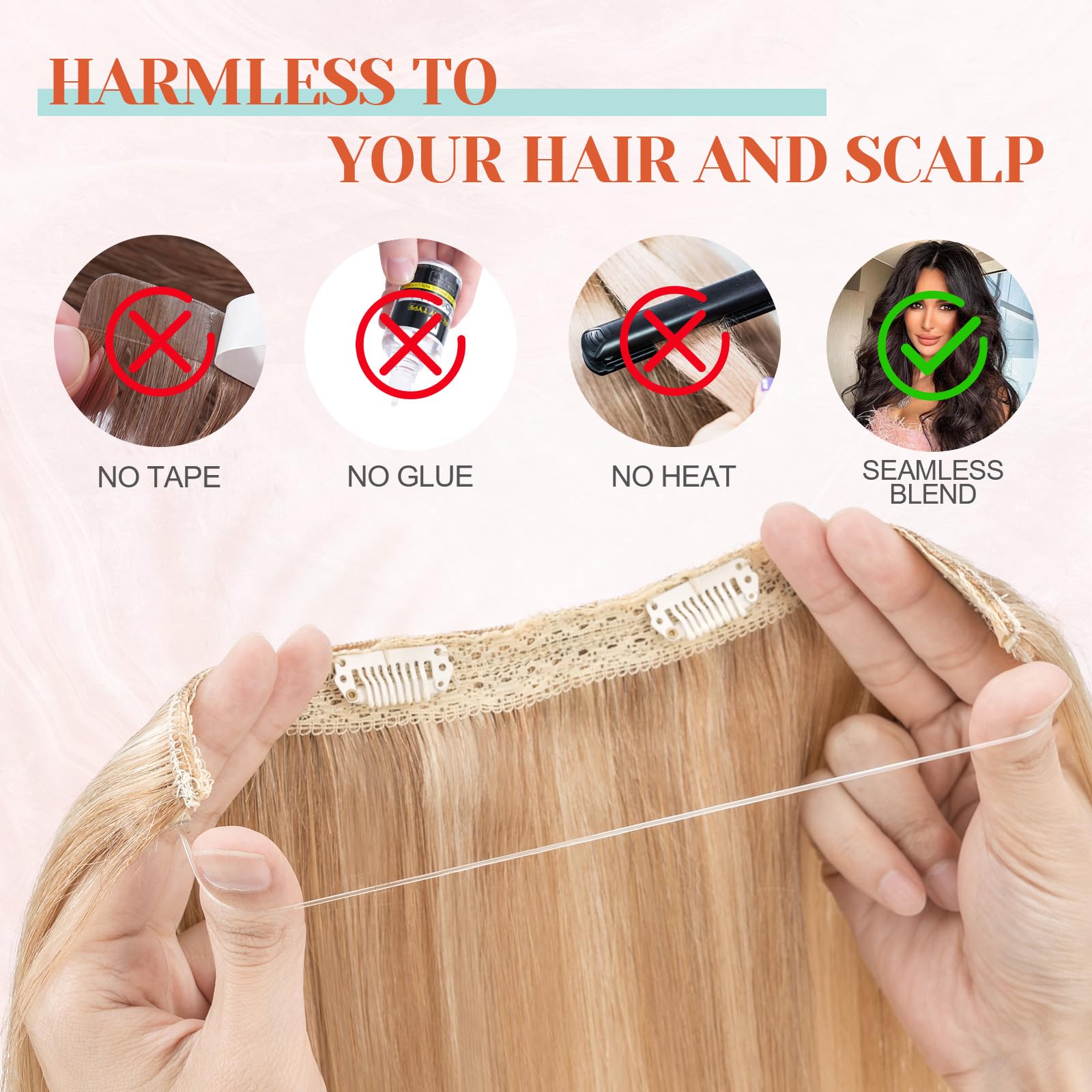 Benehair Halo Blonde Hair Extensions 20
