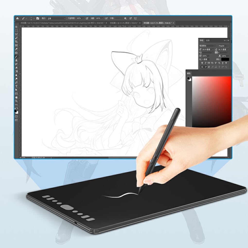 10mm Lightweight Graphic Drawing Tablet for Artists & Designers - 6 Inch Digital Pen Tablet with Inspiroy Stylus & 6 Shortcut Keys - Perfect for Digital Art, Animation, Online Teaching & Remote Work