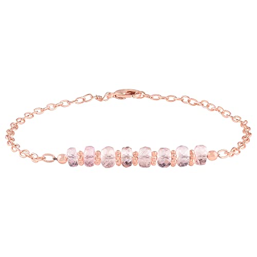 Natural Pink Morganite Faceted Beads Bar Bracelet - Dainty Crystal Jewelry for Women, Chakra Healing & Birthstone Gift | Perfect for Yoga, Meditation & Everyday Wear