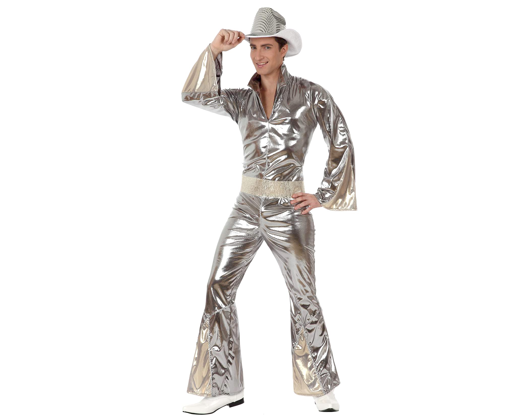 Disco Silver Costume for Adults - 70s Party Outfit, Halloween Dress Up, Themed Events & Dance Performances