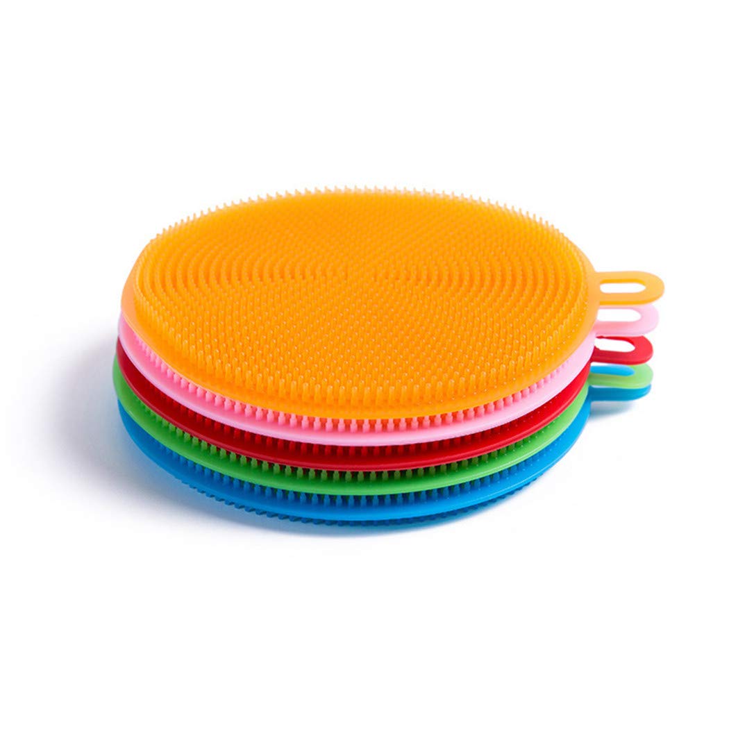 Premium Silicone Dish Sponge Set (5-Pack) - Non-Scratch Kitchen Scrubber, Brush-Free Dishwashing Sponge for Pots, Pans & Dishes - Durable Household Cleaning Sponges - Perfect for Daily Kitchen Cleaning & Tough Stains