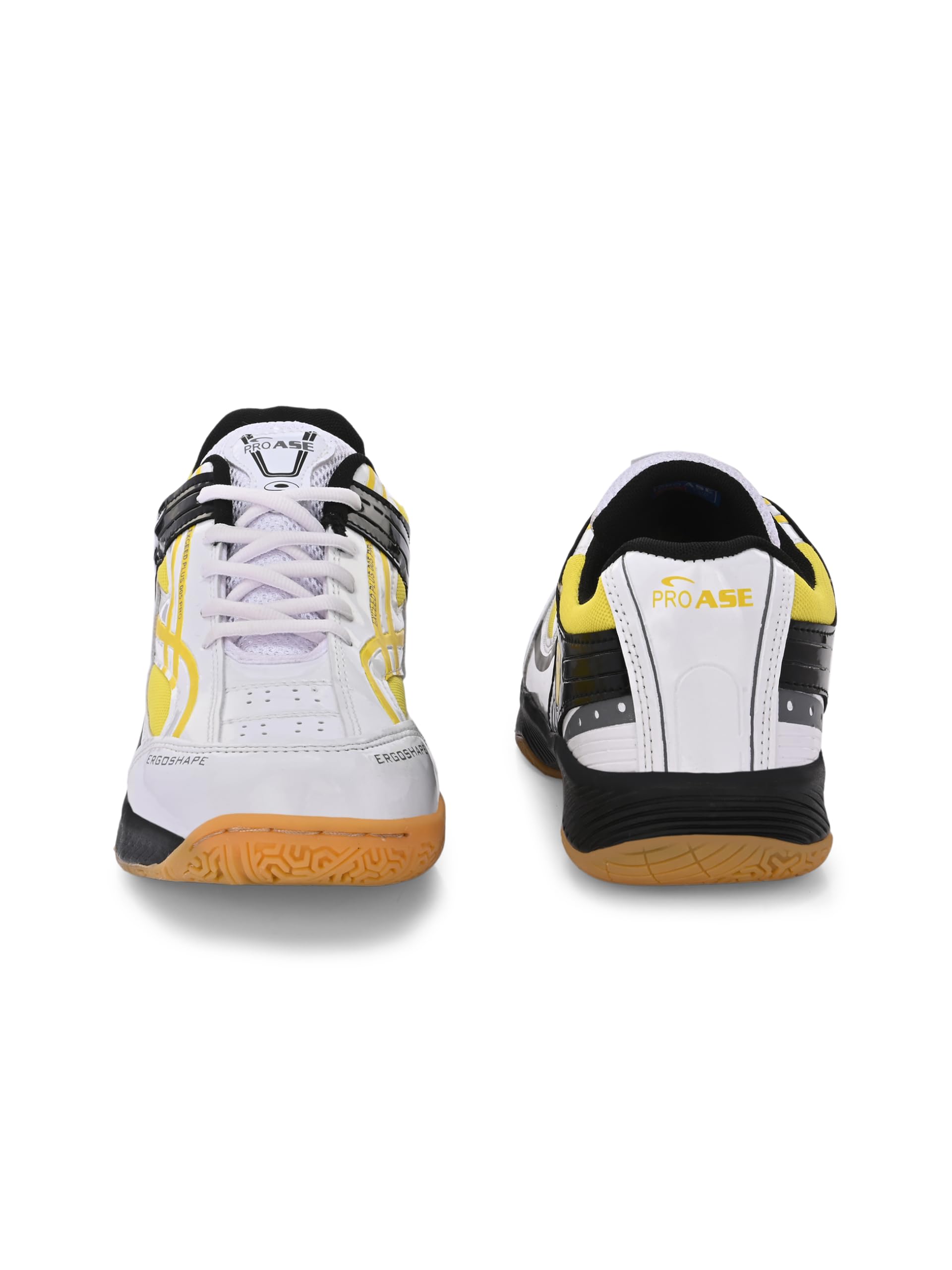 Pro ASE Non-Marking Badminton Shoes - Lightweight & Durable Indoor Court Shoes for Squash, Table Tennis, Pickleball | X-Cushion Technology, Active Grip Sole & Toe Assist | Men's Women's Unisex Sports Shoes in Yellow, Red, Green | Perfect for Gym, Club & Tournament Play