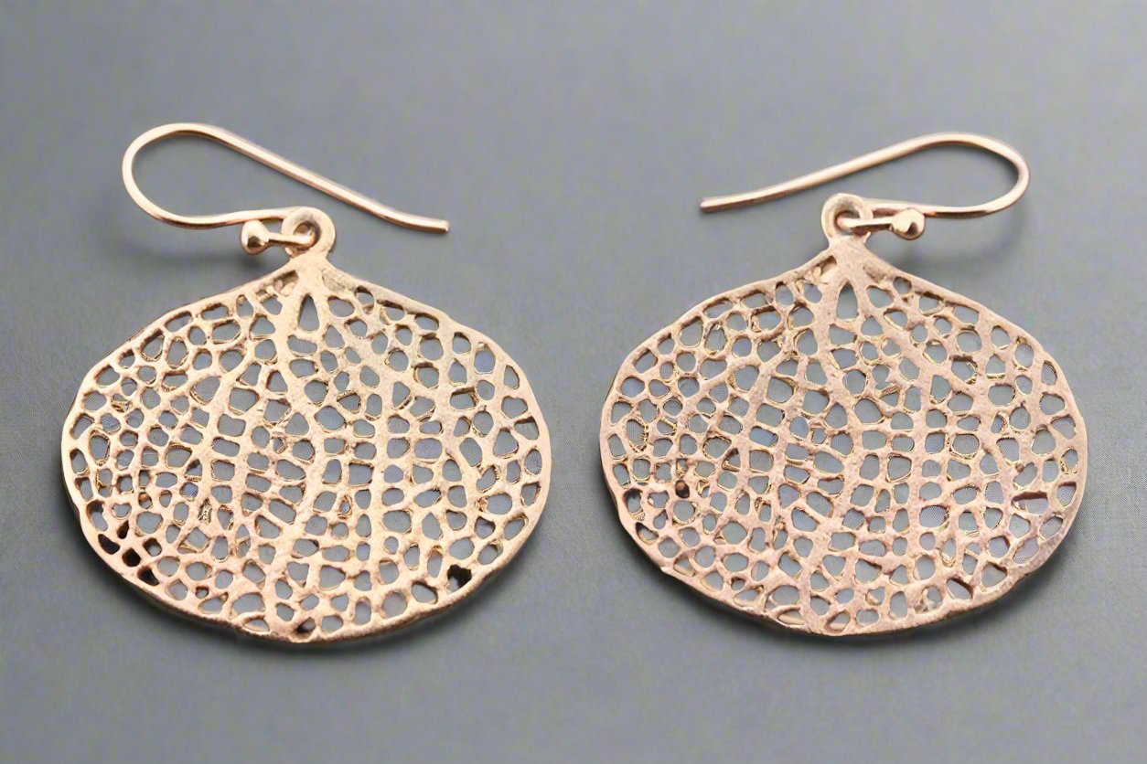 Bodhi Leaf Earrings - Rose Gold Plated Sterling Silver for Women - Spiritual Jewelry for Meditation, Yoga & Boho Fashion