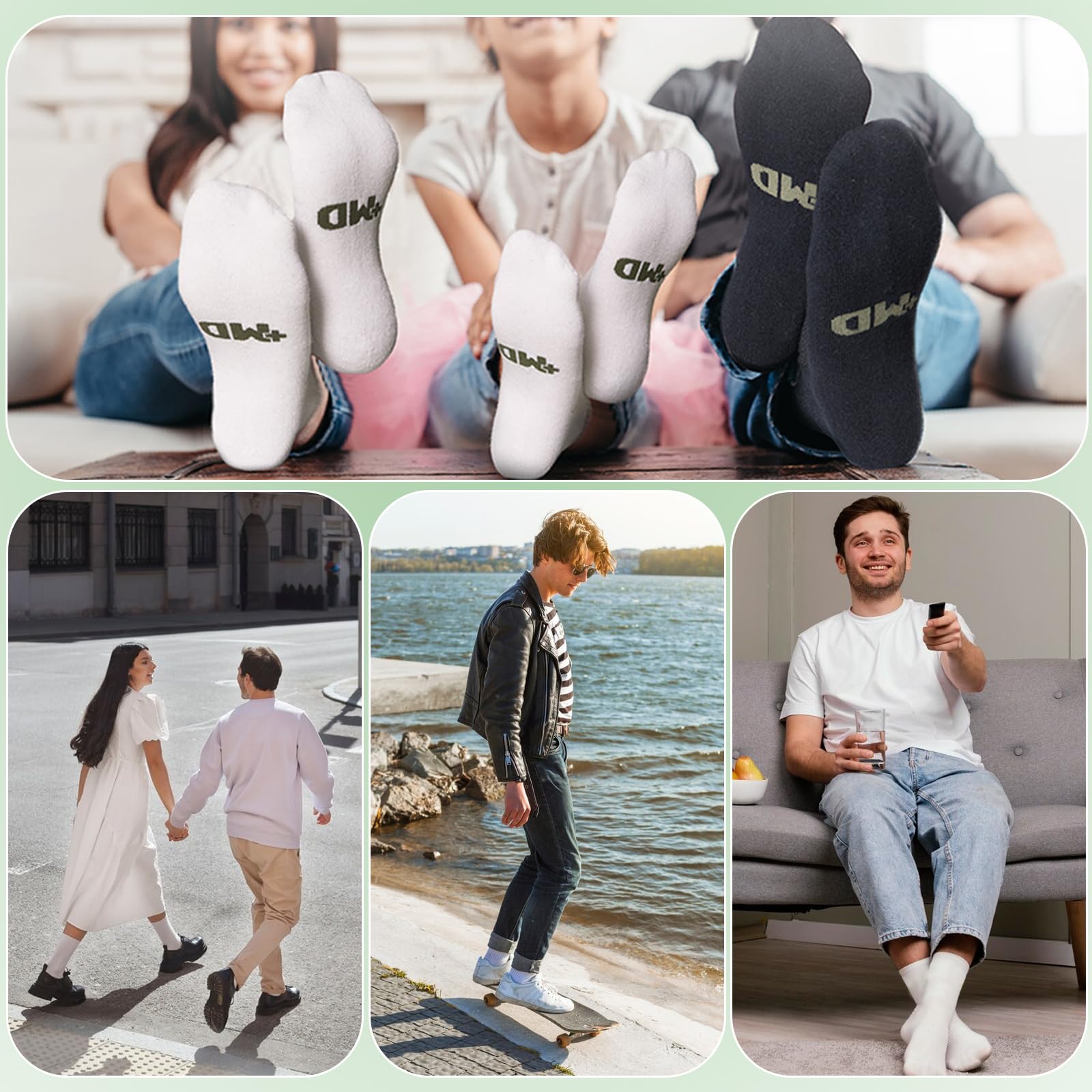 Premium 6-Pair Men's Bamboo Viscose Dress Socks - Soft Cushioned Crew Socks with Odor Control (Black & White) - Ideal for Office, Business & Formal Occasions