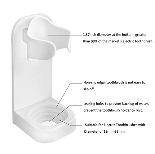 Waterproof Electric Toothbrush Holder for Bathroom - Wall Mounted ABS Toothbrush Organizer with Mirror, Space Saving Shower Storage Solution for Oral Care Essentials (White) - Perfect for Small Bathrooms, Vanity Organization & Travel Accessories