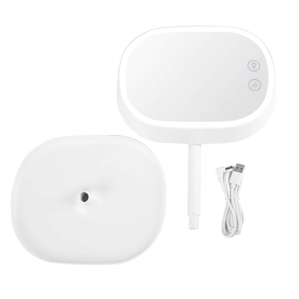 Akozon 2-in-1 LED Ring Light Makeup Mirror & Desk Lamp - Adjustable Rechargeable Dimmable Lighting for YouTube Live Stream, Makeup Studio, Photography, Selfie, Tattoo Artist - Perfect for Home Office & Beauty Salon (White)