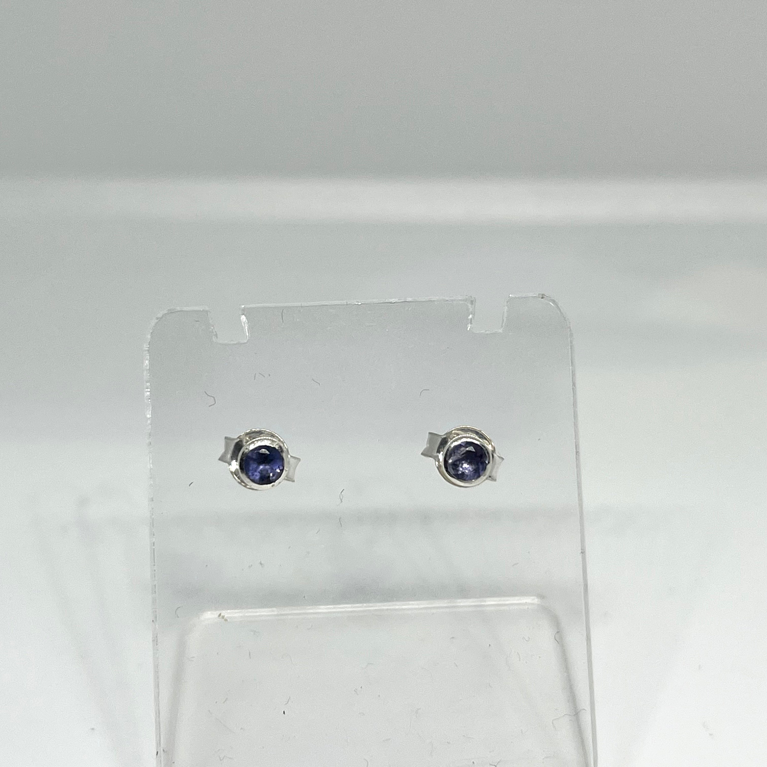 3mm Round Faceted Gemstone Bezel Set Stud Earrings - PSE004 | Elegant Everyday Jewelry for Women, Perfect for Work, Parties & Special Occasions