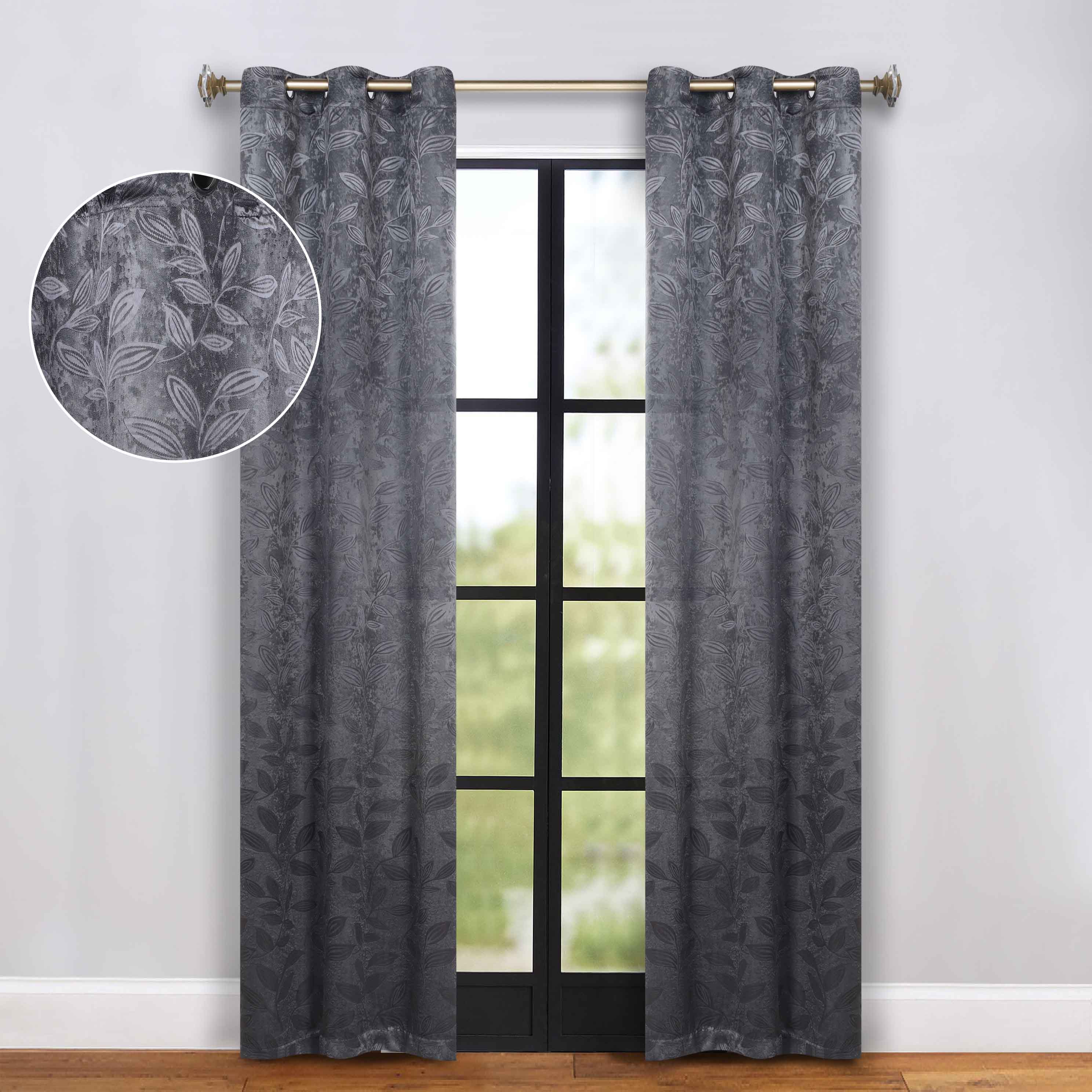 Leaves Grommet Blackout Curtains Set of 2 - Thermal Insulated Room Darkening Drapes for Bedroom & Living Room - Noise Reducing Window Treatment for Home Decor