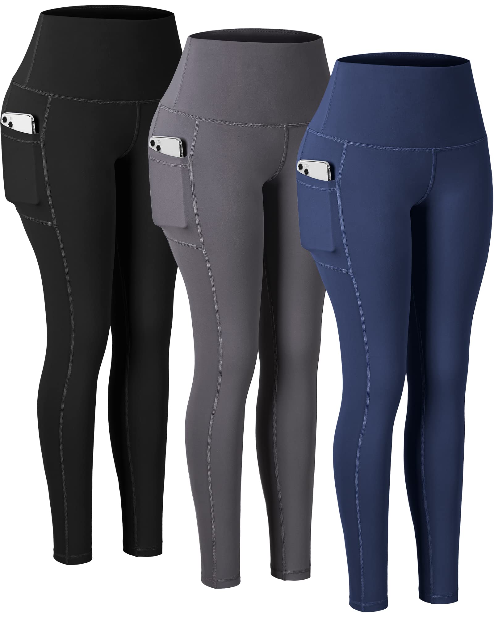 CHRLEISURE Women's High Waisted Yoga Pants with Pockets - Tummy Control Workout Leggings for Running, Gym & Lounge Wear