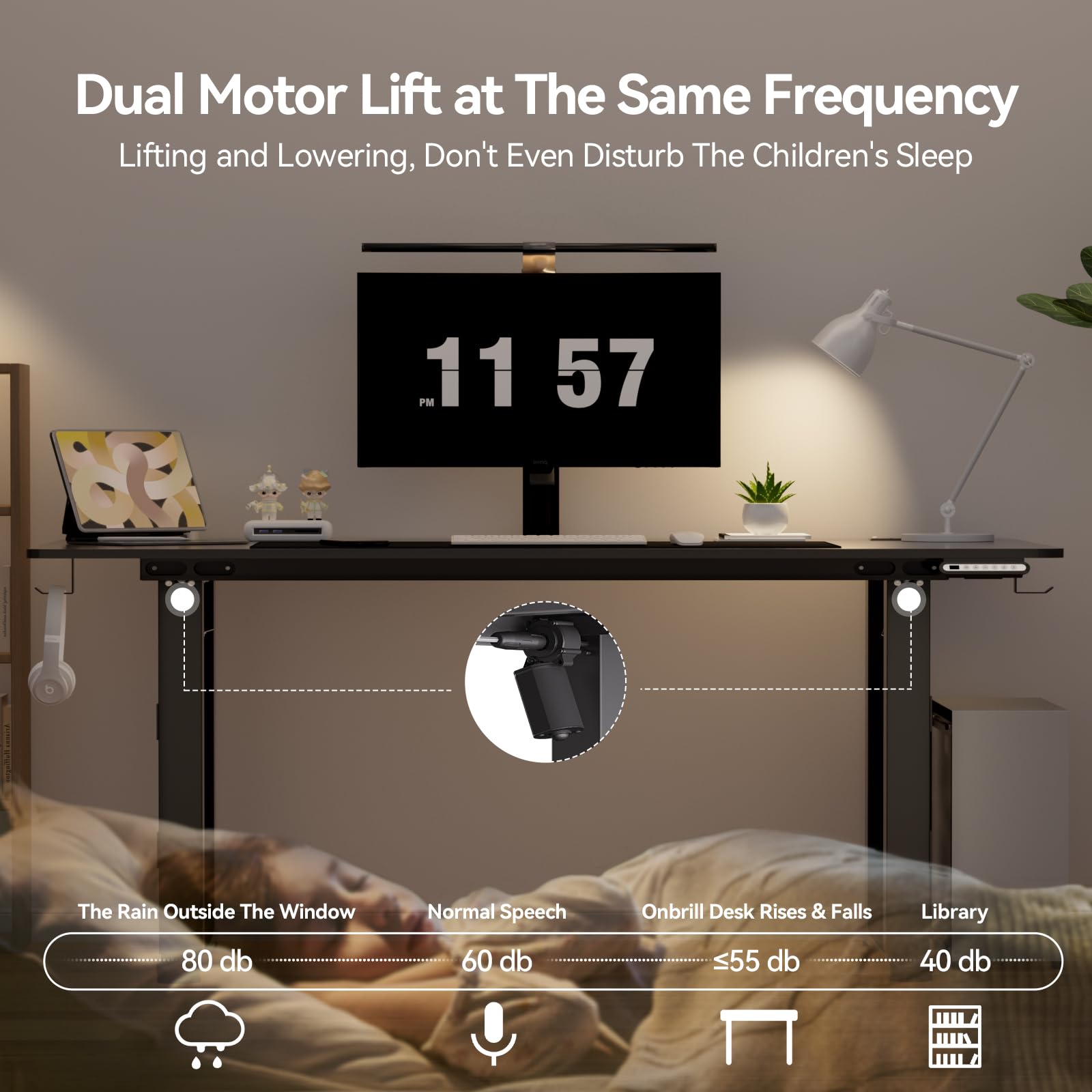 GTRACING 4 Legs Electric Standing Desk with Dual Motor, 55 x 28 Inch Adjustable Height Computer Desk with Power Outlets & LED Lights - Home Office Workstation, Sit Stand Desk with 3 Memory Presets - Perfect for Remote Work, Gaming & Ergonomic Workspace Setup