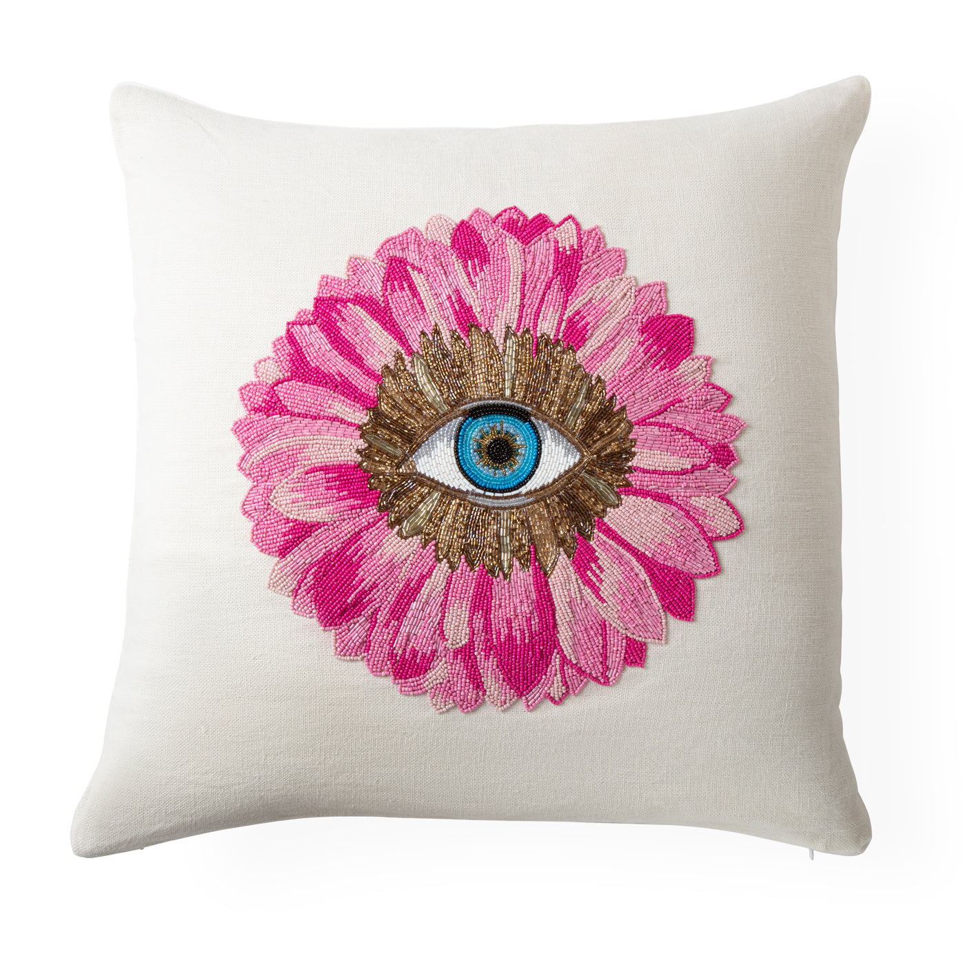 Elegant Petals Beaded Pillow - Decorative Bohemian Throw Pillow for Sofa, Bed & Couch - Perfect for Living Room, Bedroom & Home Decor
