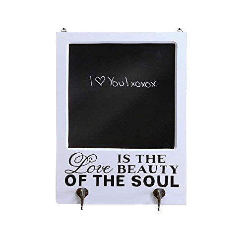 Rustic Wood and Metal Chalkboard with Hooks - Perfect for Kitchen, Office, or Classroom Organization - Customizable Message Board for Home Decor