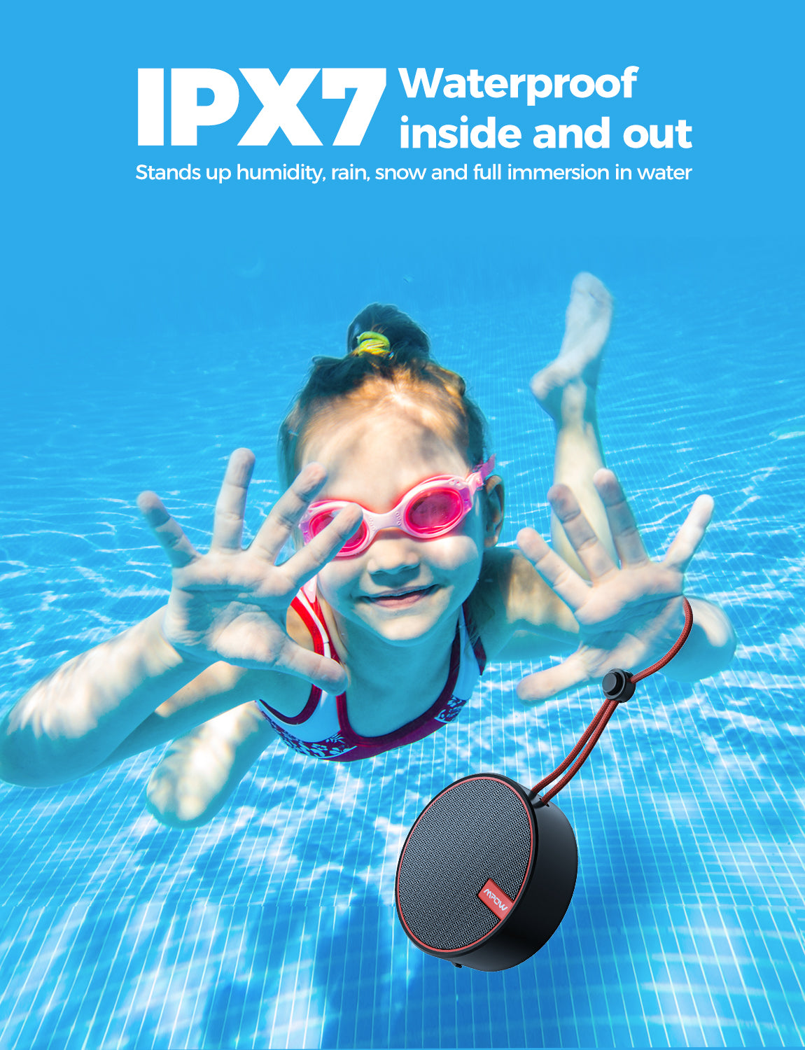 MPOW Soundhot Q2 Waterproof Bluetooth Shower Speaker - Wireless Portable Speaker for Bathroom, Pool, Beach & Outdoor Activities