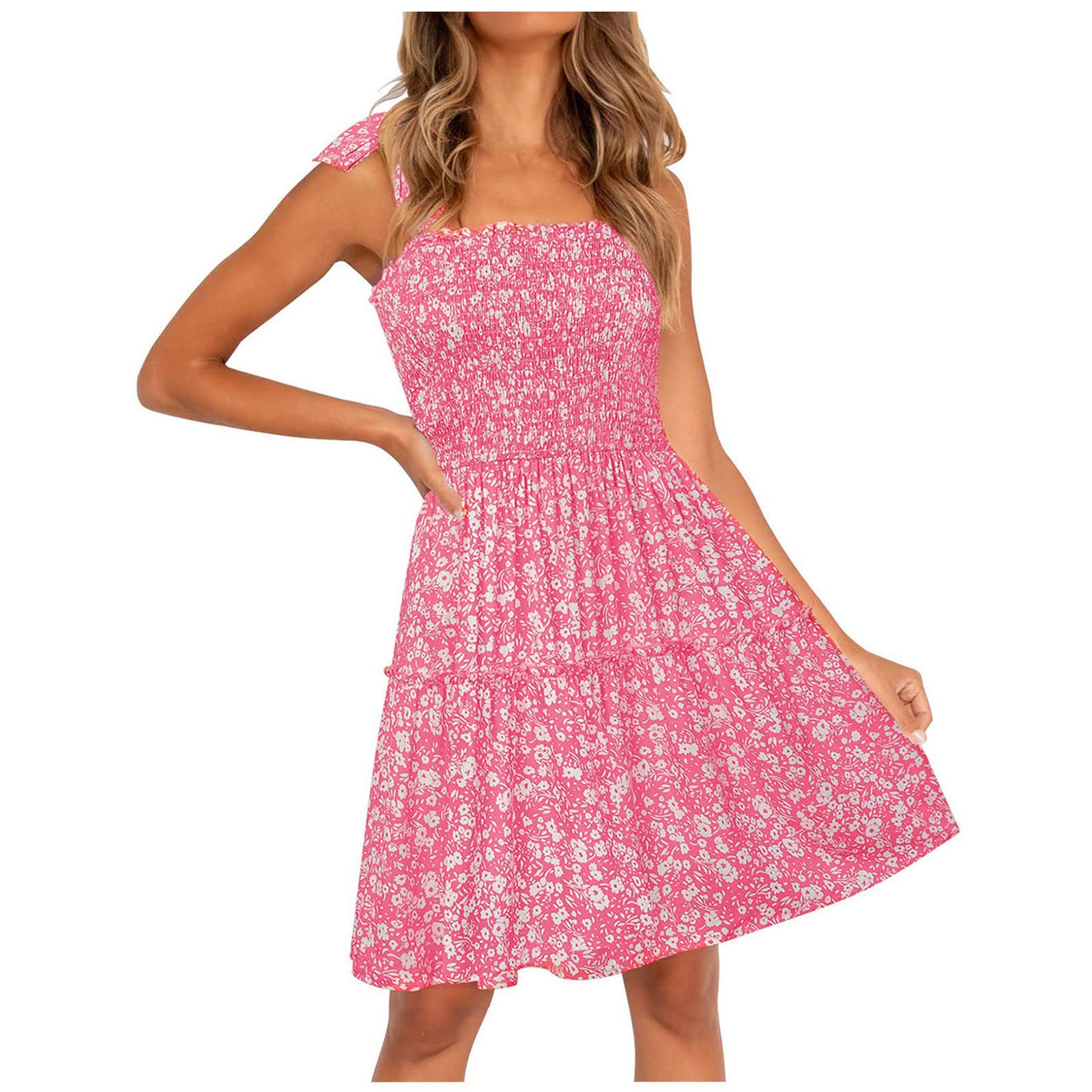 Women's Floral Swim Dress - Bohemian Peplum A-Line Beach Mini Swimsuit with Graphic Print | Perfect for Pool Parties, Beach Vacations & Summer Getaways