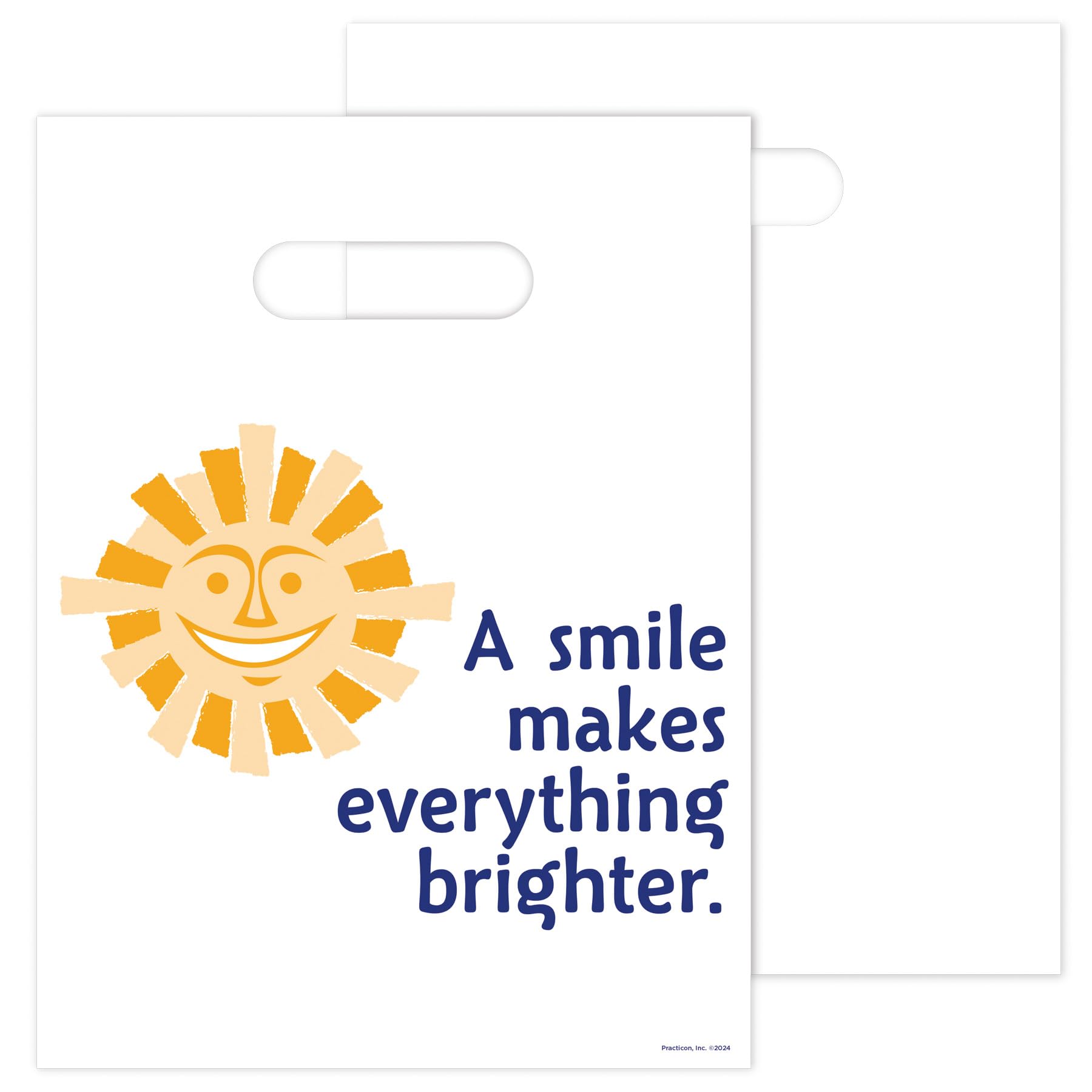 Sunshine Smile Dental Goodie Bags 9x12 Inches - Pack of 100 Disposable Dental Giveaways for Kids, Dentist Office Promotions & School Events