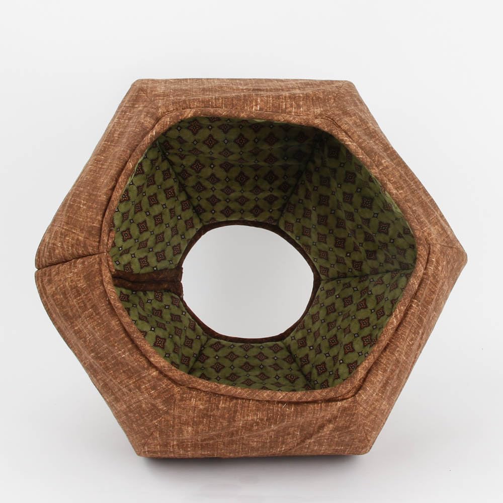 Cozy Cat Ball Bed for Indoor Cats - Soft & Warm Pet Bed in Brown/Avocado - Perfect for Napping, Lounging & Playtime in Living Room or Bedroom