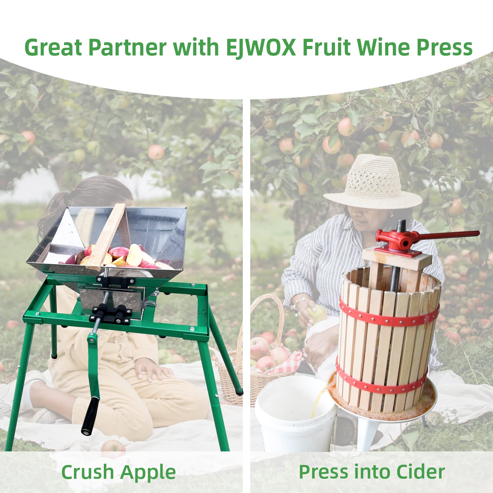 4.75 Gallon Fruit Wine Press & 7L Apple Crusher with Stand - Manual Juicer Grinder for Homemade Wine, Cider, Juice Making - Perfect for Home Brewing, Vineyard Harvest & DIY Fruit Processing
