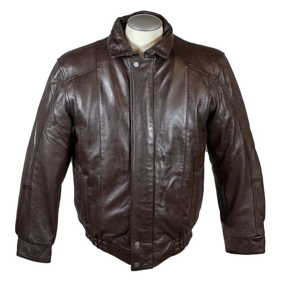 BOL Men's Double Pocket Genuine Leather Bomber Jacket - Stylish & Durable Outerwear for Casual Wear & Motorcycle Riding