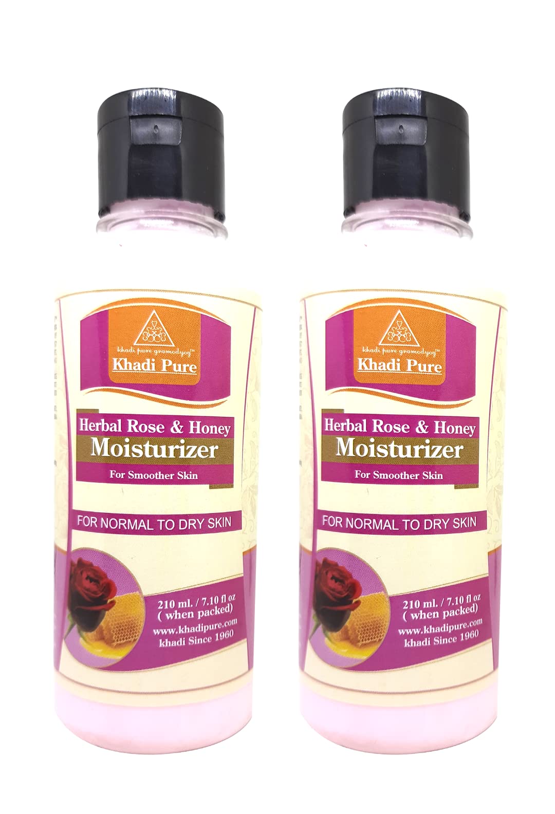 Khadi Pure Herbal Rose & Honey Moisturizer for Dry Skin - 210ml (Pack of 2) | Natural Hydrating Face Cream with Organic Ingredients | Perfect for Daily Skincare Routine & Nighttime Use