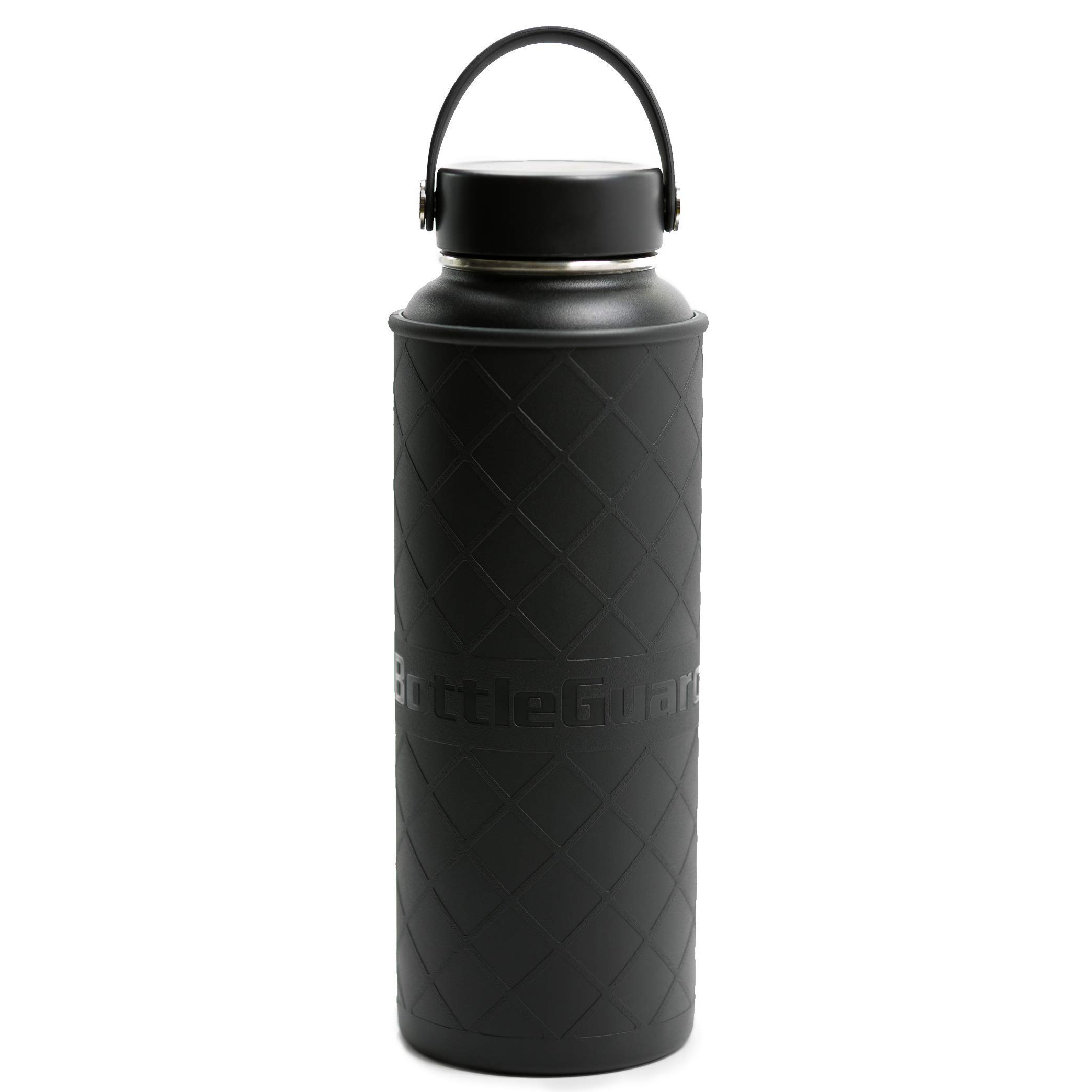 BottleGuard TPU Rugged Bottle Sleeve Protector for 40oz Hydro Flask & ThermoFlask Stainless Steel Water Bottles - Shockproof Skin Cover for Hiking, Gym, Camping & Outdoor Activities