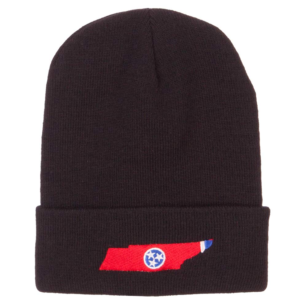 Tennessee Flag Map Embroidered Long Beanie - Warm Winter Skull Cap for Men & Women - Perfect for Outdoor Activities, Football Games, and State Pride
