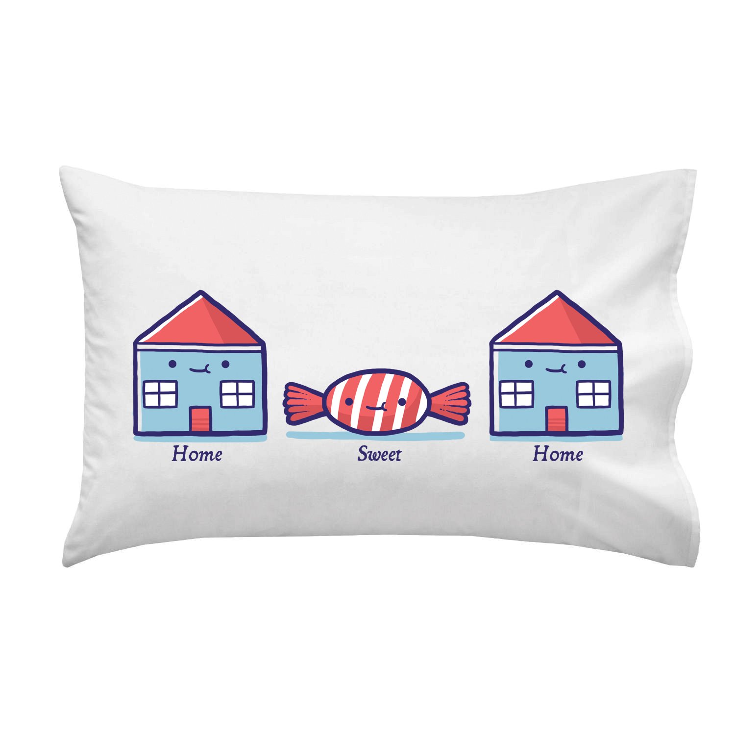 Home Sweet Home Candy Houses - Decorative Single Pillowcase for Bedroom & Living Room | Soft Cotton Pillow Cover for Home Decor, Gifts, and Cozy Comfort