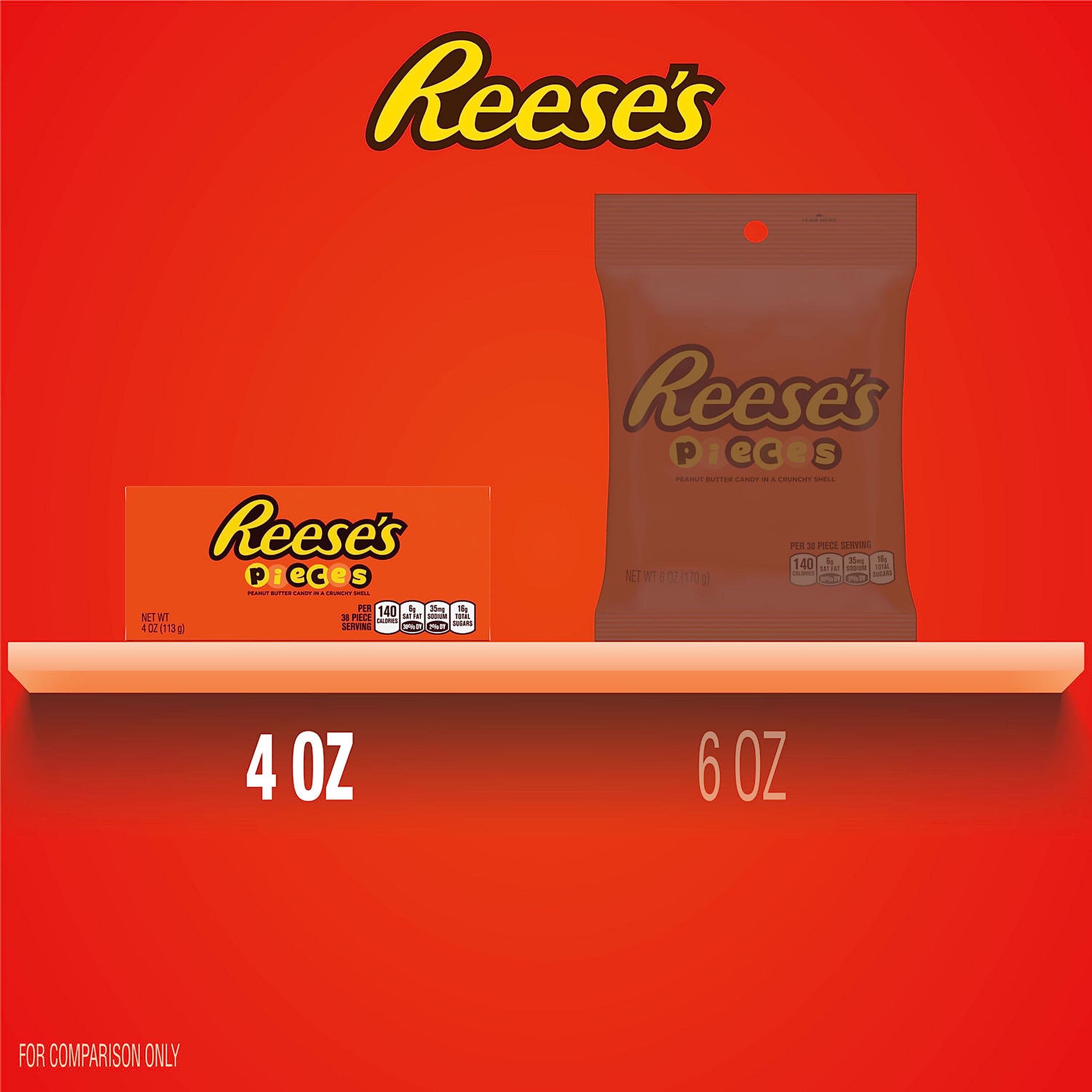 REESE'S PIECES Peanut Butter Candy in Crunchy Shell - 12 Pack (4 oz Each) | Perfect for Halloween Treats, Party Favors & Movie Night Snacks