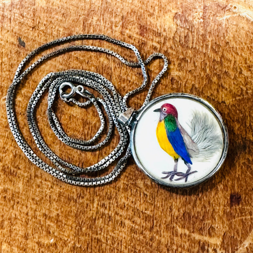 Victorian Sterling Silver Double Sided Bird Feather Pendant Necklace - Elegant Jewelry for Women, Perfect Gift for Birthday, Anniversary & Special Occasions
