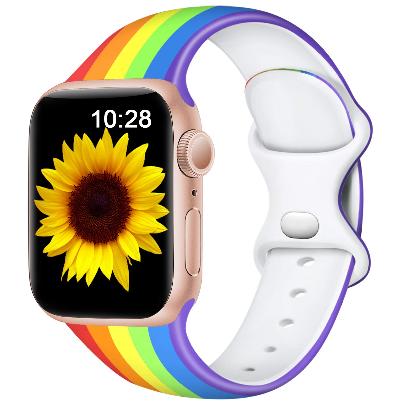 Easuny Floral Print Silicone Replacement Bands Compatible with Apple Watch 38mm 40mm 41mm 42mm 44mm 45mm - Soft Strap for Women & Girls, iWatch SE Series 7/6/5/4/3/2/1 - Perfect for Workouts, Daily Wear & Fashion Accessories