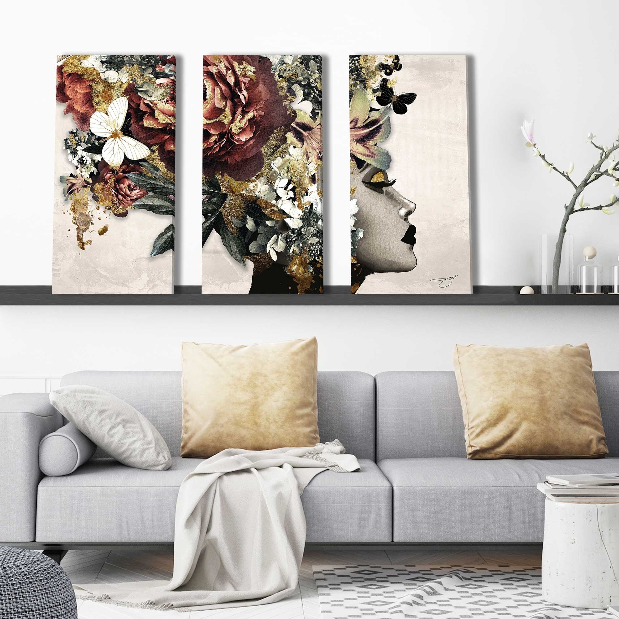 Jodi Afrique Model 2 - 3 Piece Canvas Wall Art Set | African Inspired Home Decor for Living Room, Bedroom & Office