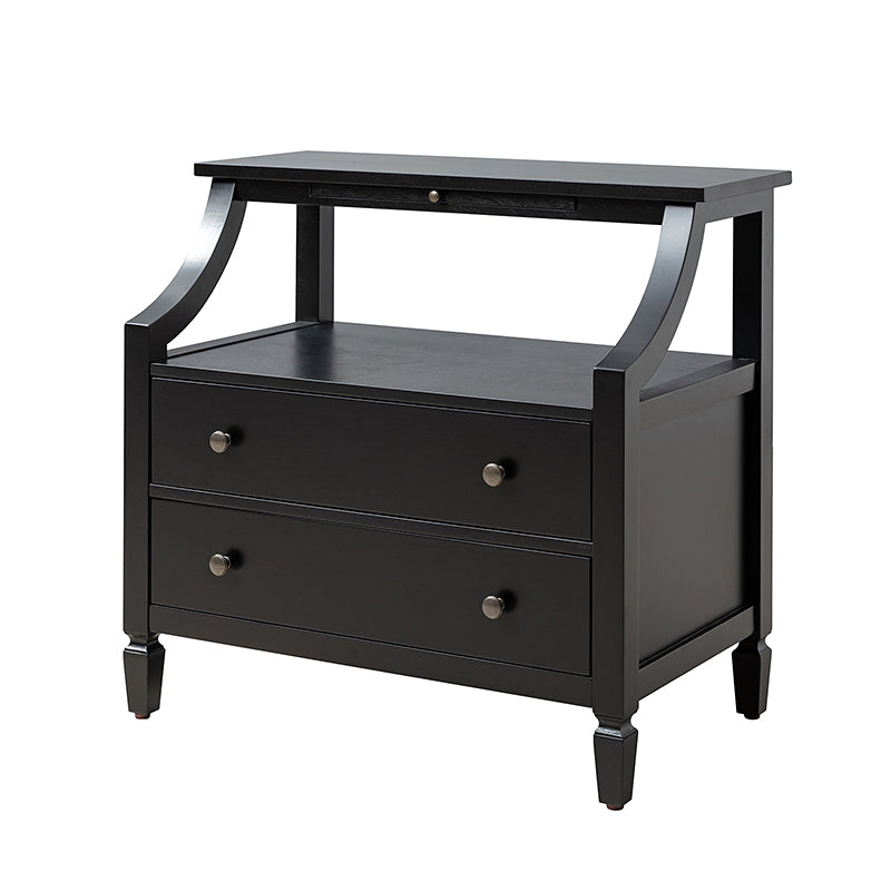 Grace 2-Drawer Nightstand with USB Charging Ports & Power Outlets - Modern Bedside Table for Bedroom, Living Room & Office Use