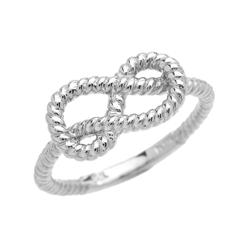 10K White Gold Twisted Rope Knot Promise Ring - 1.7mm Band Width - Romantic Gift for Anniversary, Engagement & Couples Jewelry
