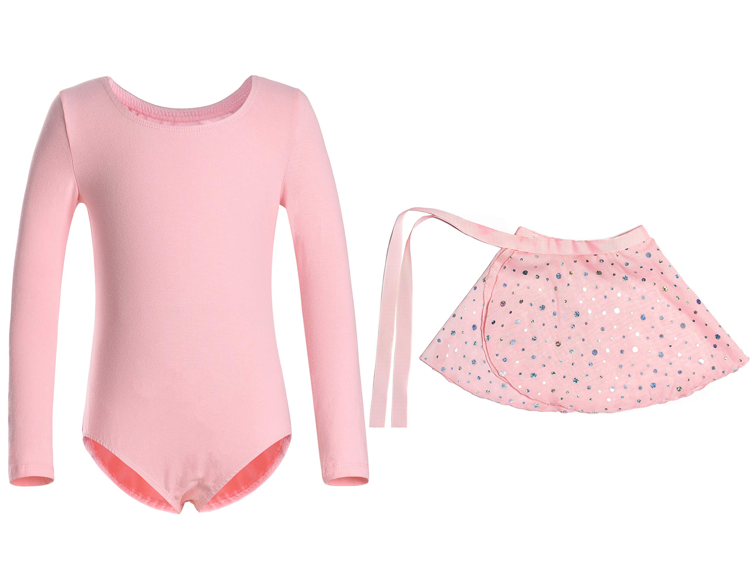 MOLLDAN Girls Long Sleeve Ballet Leotard with Crisscross Back Straps - Dancewear for Ballet, Jazz & Gymnastics - Perfect for Recitals, Practice & Performances