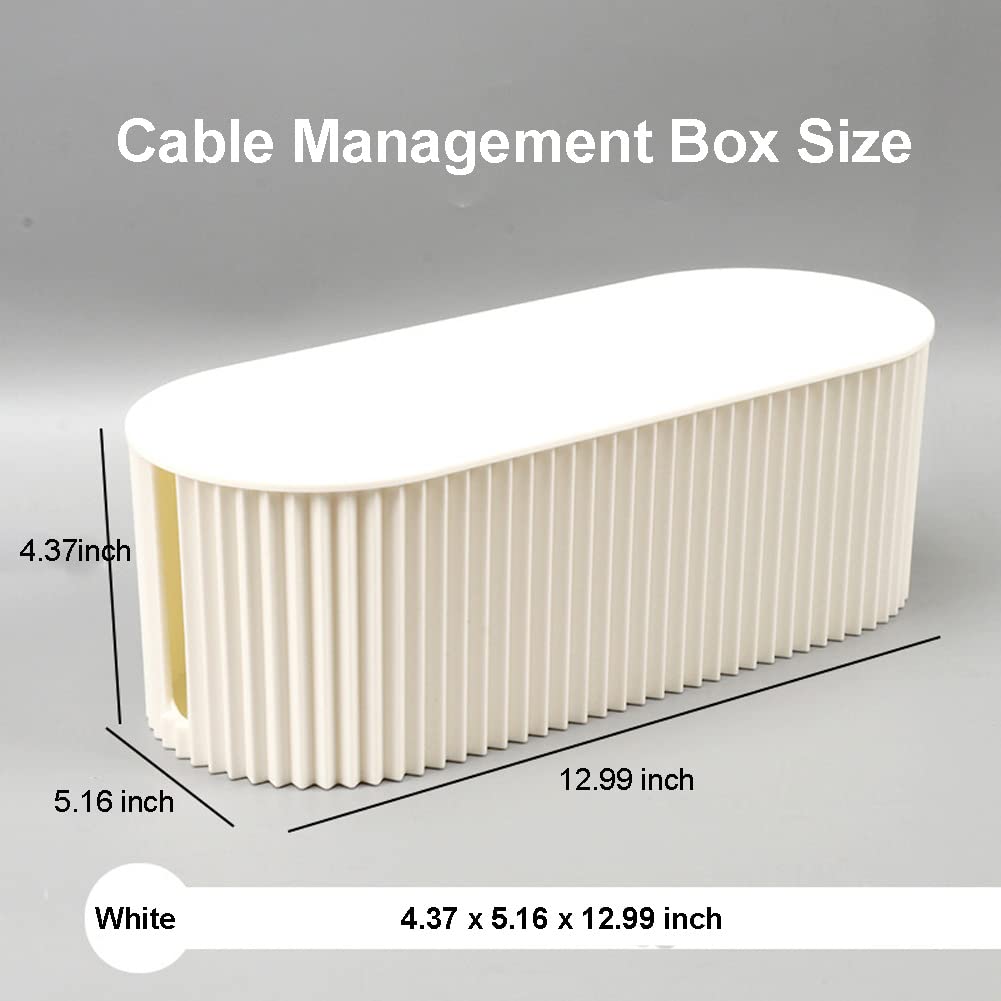 10-Pack Cable Management Box with Cable Ties - Large Cord Organizer for Power Strips, TV & Computer Wires - Cable Hider Box for Home & Office (White) | Perfect for Desk, Entertainment Center & Workspace Organization