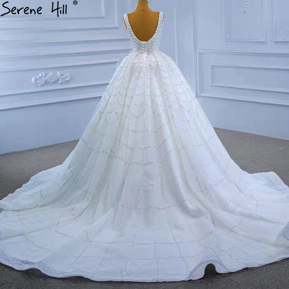 Serene Hill White Luxury Lace Up Wedding Dress 2025 - Beaded High-End Sexy Bridal Gown HM67377 | Custom Made for Church, Beach & Ballroom Weddings