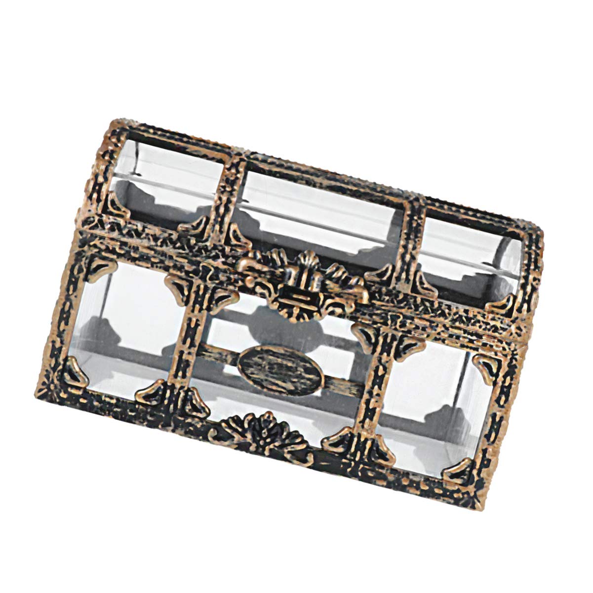Toyvian Kids Pirate Treasure Chest - Transparent Plastic Jewelry Storage Box for Kids | Pirate Party Favors, Birthday Gifts & Toy Organizer