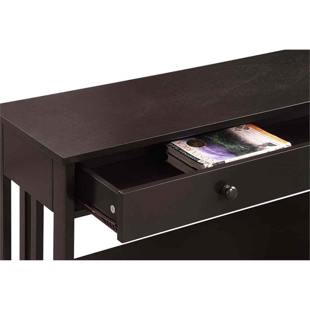 Pemberly Row Transitional One-Drawer Console Table - Espresso Wood Finish Entryway Table for Hallway, Living Room & Foyer Decor