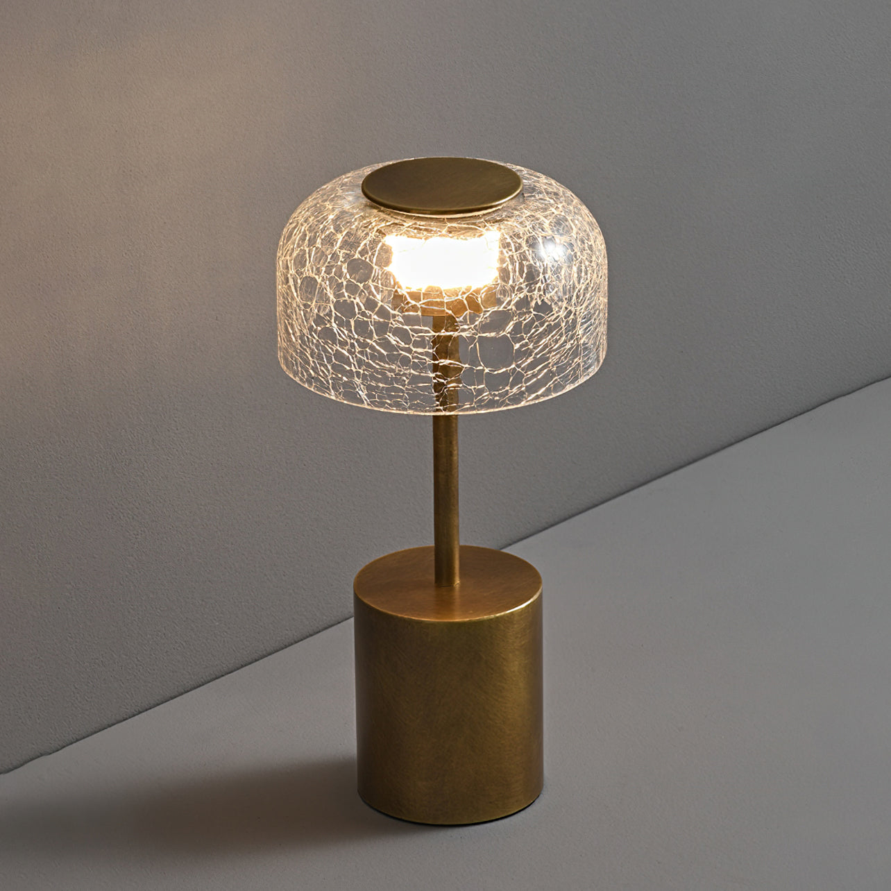 Rechargeable Crackle Glass Table Lamp with Built-in Battery - Perfect for Bedroom Nightstand, Living Room, and Office Desk Lighting