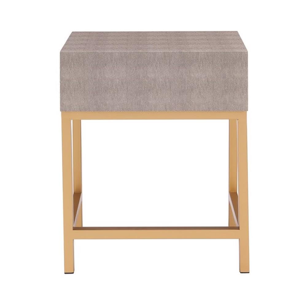 Brown/Gray Shagreen End Table with 1 Drawer - Set of 2 - Modern Side Table for Living Room, Bedroom, or Office - Home Square
