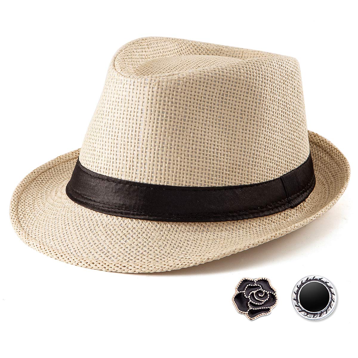 Stylish Men's Straw Fedora Hat - Classic Trilby Panama Sun Hat in Wool for Summer Outdoor Activities, Beach Vacations & Casual Wear