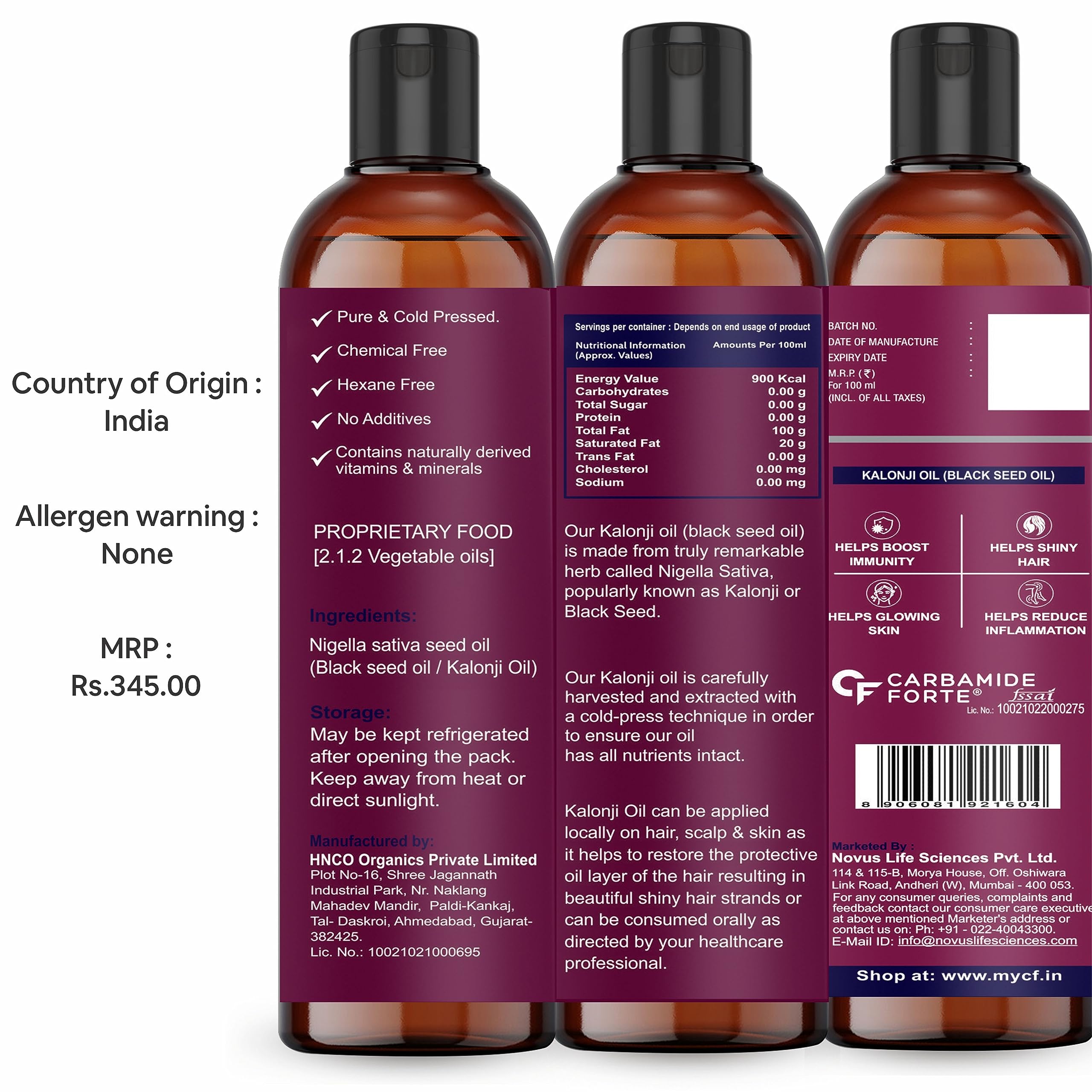 Pure Cold Pressed Black Seed Oil (Kalonji Oil) for Hair Growth & Skin Care - Virgin Grade Nigella Sativa - 100ml - Natural Remedy for Dandruff, Dry Scalp & Healthy Hair - Perfect for DIY Beauty & Aromatherapy
