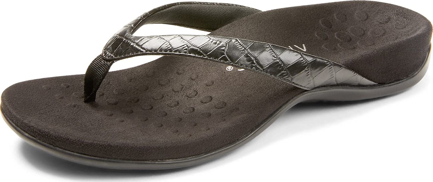 Vionic Women's Rest Dillon Toe Post Sandals - Orthotic Arch Support Flip Flops with Three-Zone Comfort for Plantar Fasciitis Relief | Casual Summer Beach Sandals for Walking, Travel & Everyday Wear