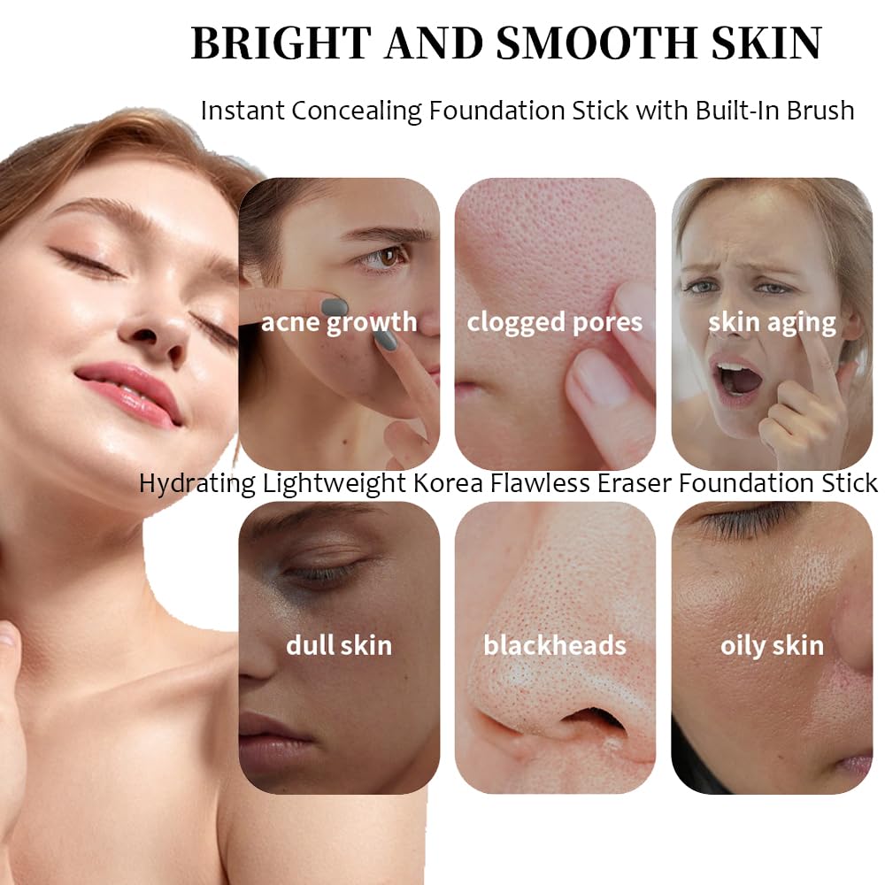 Eternipeace Korean Foundation Stick - Hydrating, Lightweight & Anti-Wrinkle for Flawless Coverage (Natural)