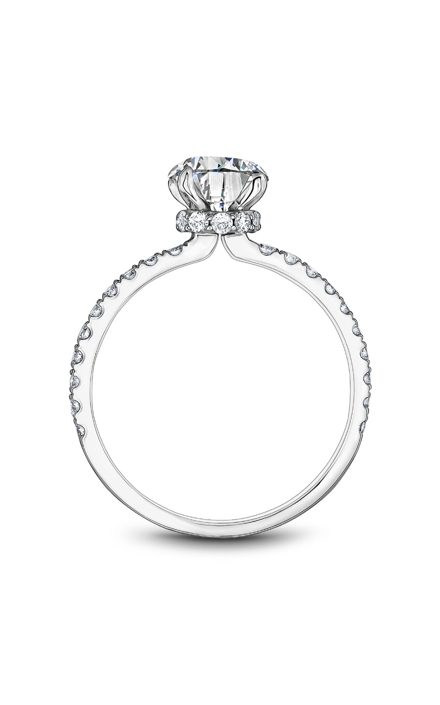 Noam Carver B511 02A Bridal Engagement Ring - 14K White Gold Diamond Wedding Band for Women - Perfect for Proposals, Anniversaries & Romantic Occasions