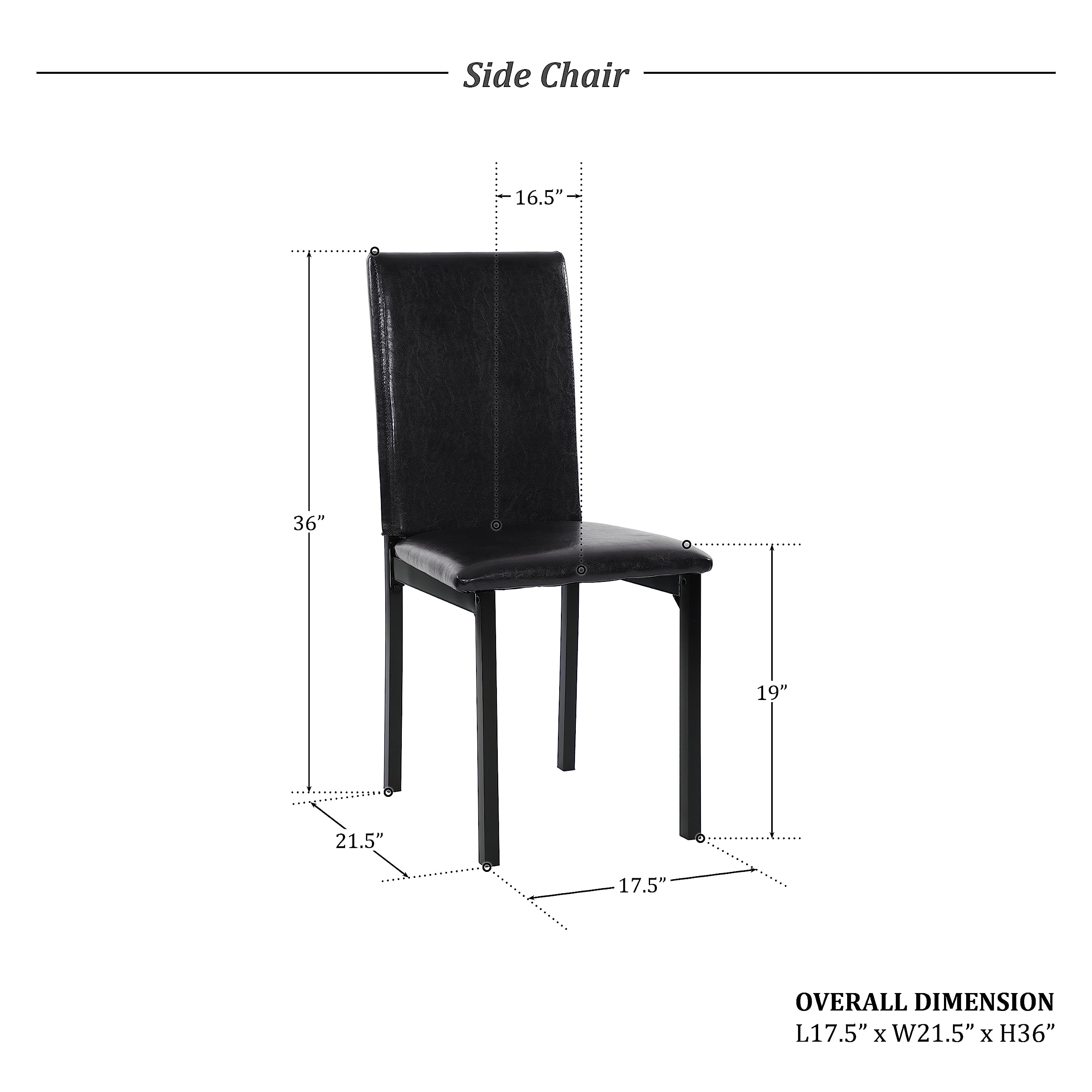 Homelegance 2601 Tempe PU Upholstered Dining Chairs (Set of 4) - Brown Leather-Like Seating for Kitchen, Dining Room & Breakfast Nook - Comfortable & Stylish Modern Furniture