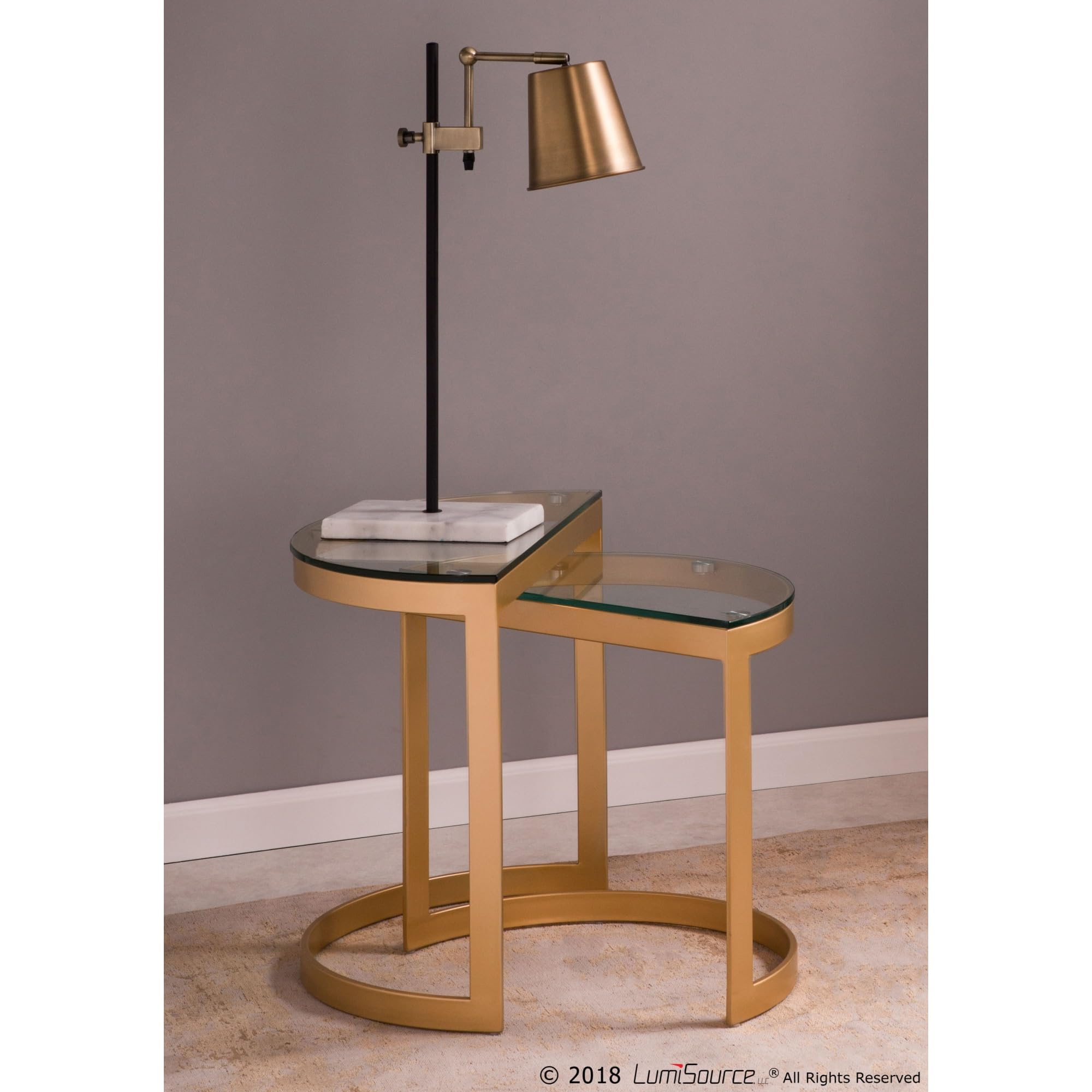 Modern Metric Table Lamp - Adjustable Brass & White Desk Lamp for Nightstand, Bedside, Living Room | Perfect for Reading, Working, and Ambient Lighting