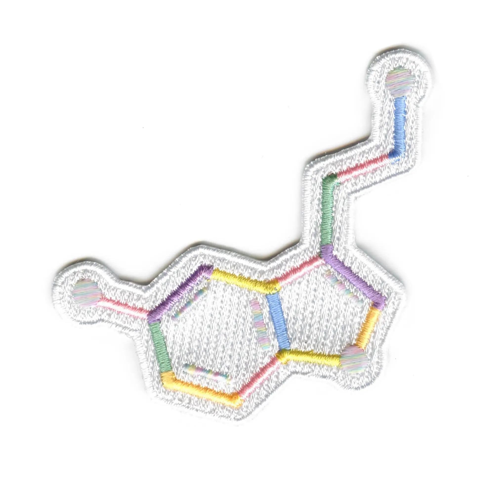 Serotonin Molecule Patch - Chemical Structure Embroidered Iron On Patch for Science Enthusiasts, Students & Teachers - Perfect for Backpacks, Lab Coats & DIY Crafts